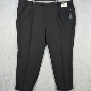 Joseph Feiss Gold Mens Dress Pants 52X30 Black Pleated Wool Blend Pockets NEW